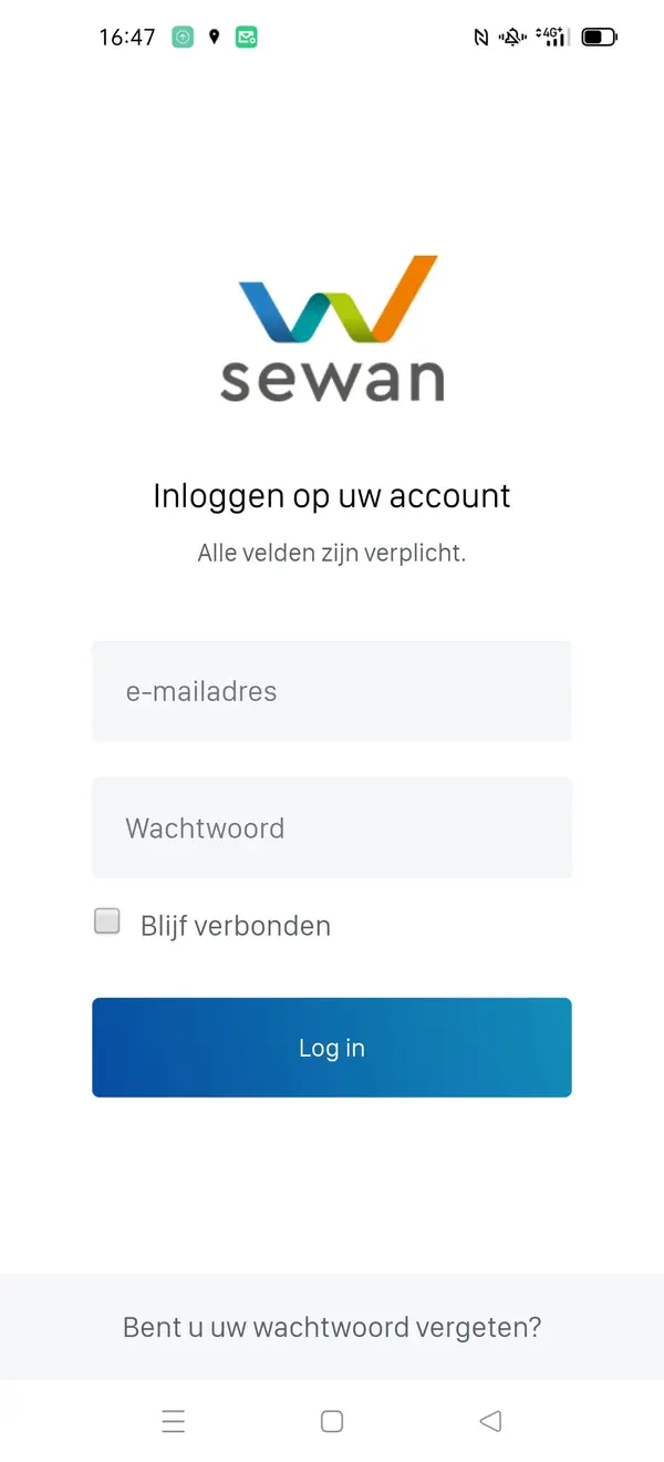 Inlogscherm van de Myselfcare-app op Android