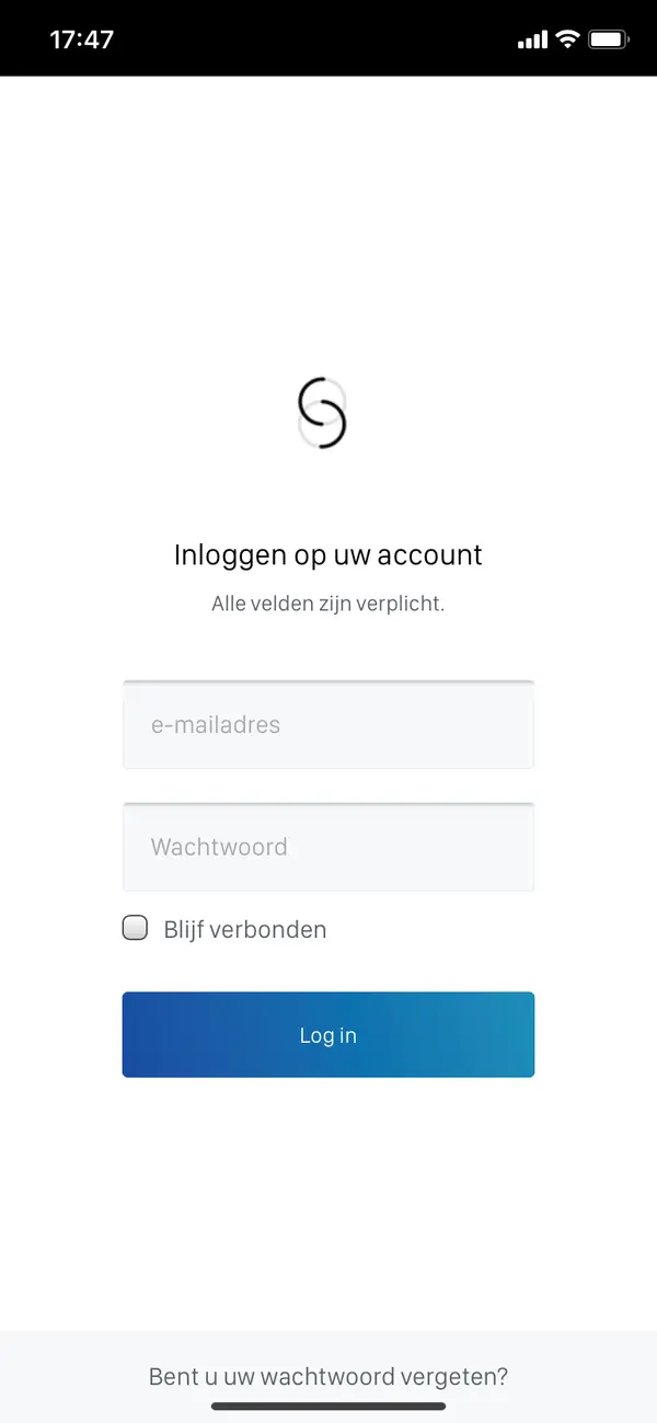 Inlogscherm van de My Selfcare-app op iPhone