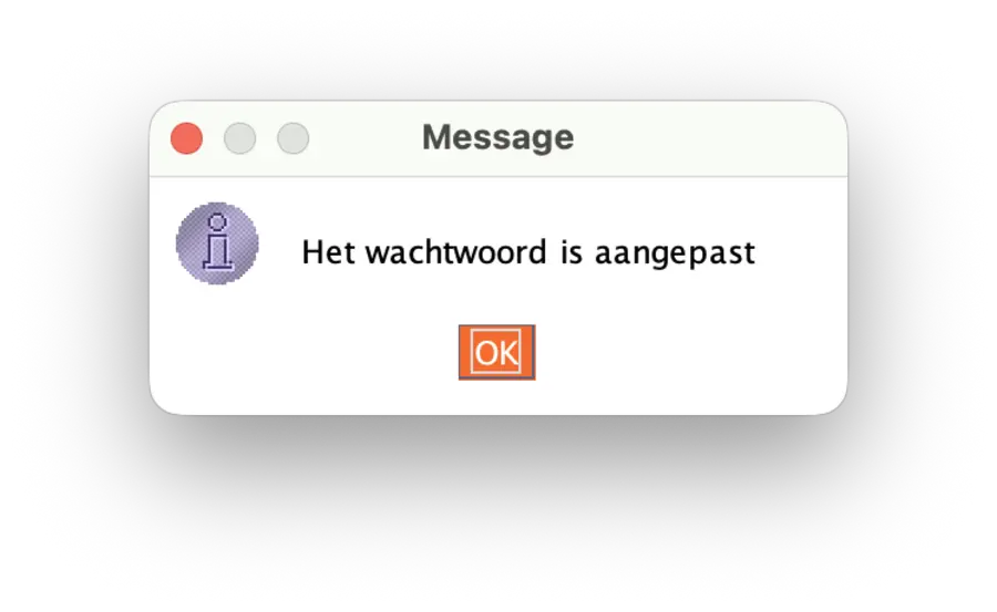 Bevestiging dat het wachtwoord is aangepast
